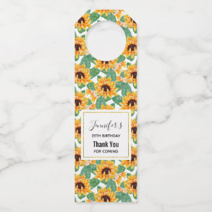 Étiquettes Pour Bouteilles Joli tournesol Jaune & Vert Motif Anniversaire