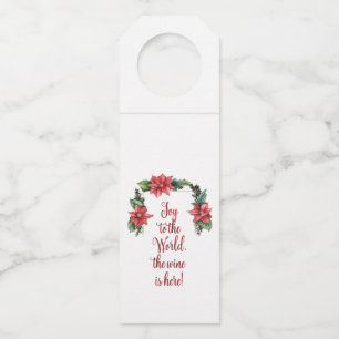 Étiquettes Pour Bouteilles Joy the Wine is Here Christmas Bottle Hanger Tags