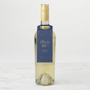 Étiquettes Pour Bouteilles Joyeux 60e anniversaire élégant en écriture Gold &
