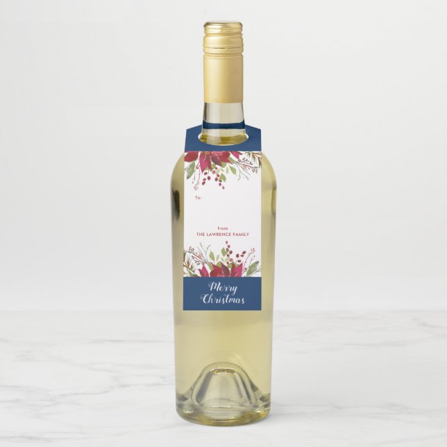 Étiquettes Pour Bouteilles Joyeux Noël Elegant Fête Botanique (Sur bouteille)