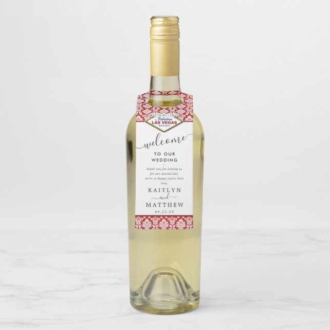 Étiquettes Pour Bouteilles La Parties scintillant Damask Las Vegas Mariage Co (Sur bouteille)