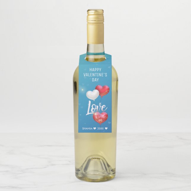 Étiquettes Pour Bouteilles L'amour est dans l'air Ballons de la Saint-Valenti (Sur bouteille)