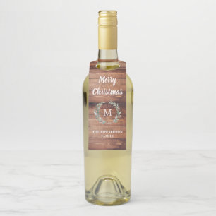 Étiquettes Pour Bouteilles L'aquarelle rustique part du Joyeux Noël en bois