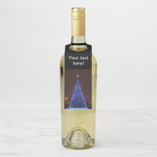 Étiquettes Pour Bouteilles Le bleu allume l'arbre de Noël
