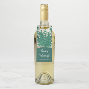 Étiquettes Pour Bouteilles Les pins d'aquarelle rustique sont de jolies vacan