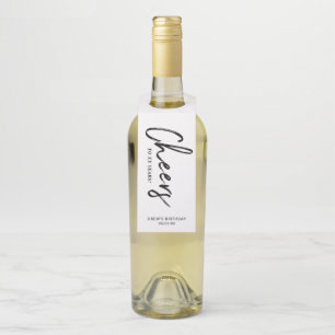 Étiquettes Pour Bouteilles Lettre brosse noir et blanc moderne pour fête Chee