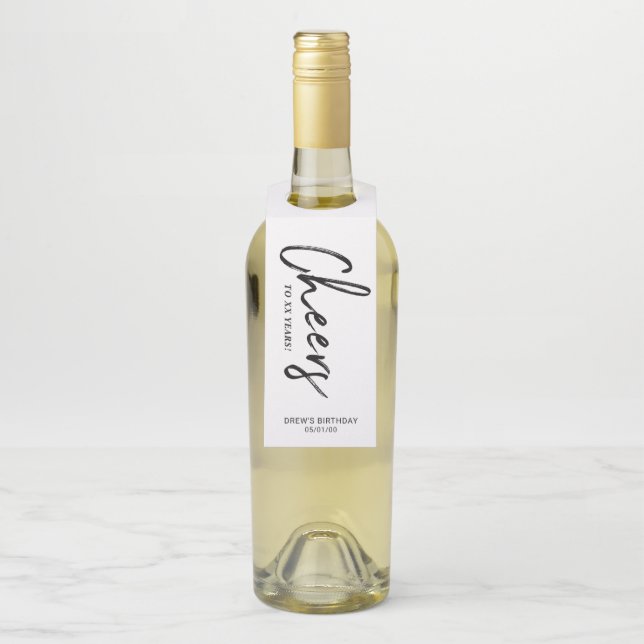 Étiquettes Pour Bouteilles Lettre brosse noir et blanc moderne pour fête Chee (Sur bouteille)