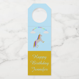 Étiquettes Pour Bouteilles Licorne de fantaisie d'anniversaire Arc-en-ciel et