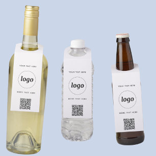 Étiquettes Pour Bouteilles Logo avec code QR et texte promotionnel d'entrepri