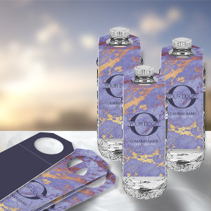 Étiquettes Pour Bouteilles Logo en marbre simple Purple Gold Navy ID672