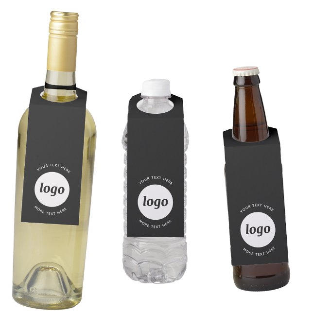 Étiquettes Pour Bouteilles Logo simple avec promotion de texte (Logo and custom text business promotional bottle hanger tags)