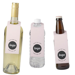 Étiquettes Pour Bouteilles Logo simple avec texte Business Blush Pink