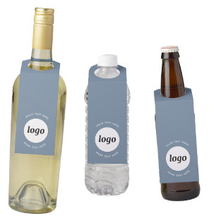 Étiquettes Pour Bouteilles Logo simple avec texte promotionnel bleu gris pous