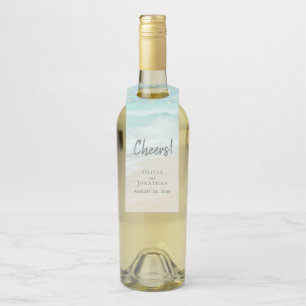 Étiquettes Pour Bouteilles Lumières de mariage de plage Aqua Blue
