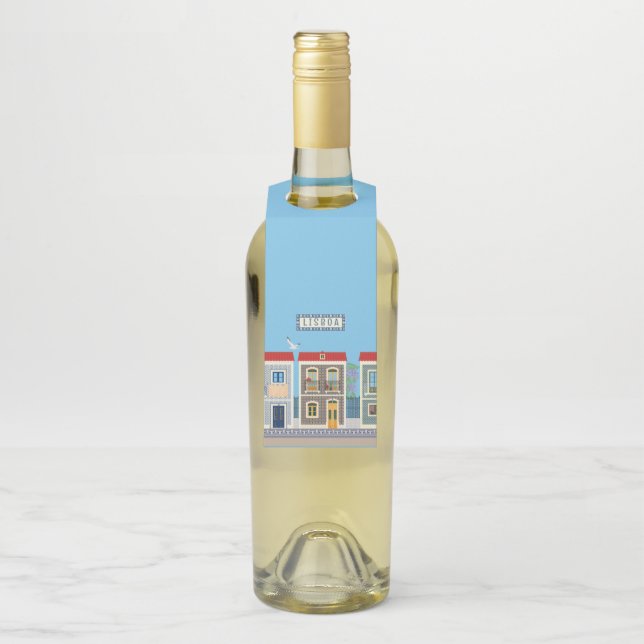 Étiquettes Pour Bouteilles Maisons portugaises magnifiques avec des carreaux  (Sur bouteille)