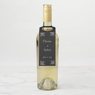 Étiquettes Pour Bouteilles Mariage audacieux noir et blanc vintage