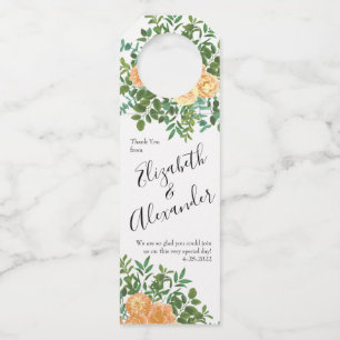 Étiquettes Pour Bouteilles Mariage aux Pêches Classique Fleurs Roses