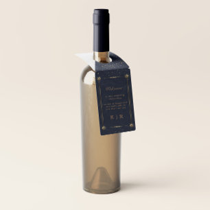 Étiquettes Pour Bouteilles Mariage bleu de minuit Celestial Tags de cintre