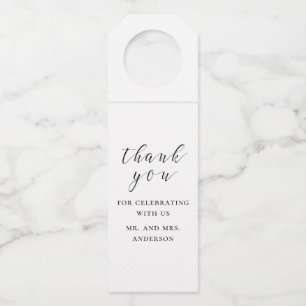 Étiquettes Pour Bouteilles Mariage de calligraphie noir et blanc merci