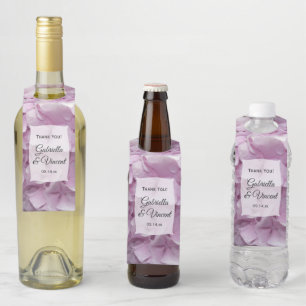 Étiquettes Pour Bouteilles Mariage de fleurs d'Hydrangée rose douce