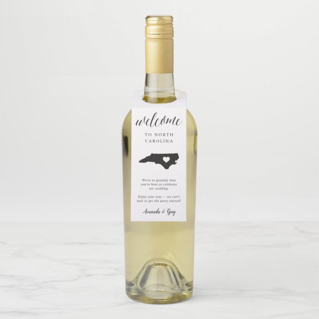 Étiquettes Pour Bouteilles Mariage d'État de Caroline du Nord Bienvenue Favor (Sur bouteille)