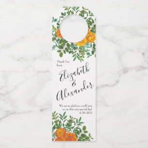 Étiquettes Pour Bouteilles Mariage Fleurs Modernes Roses Orange
