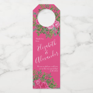 Étiquettes Pour Bouteilles Mariage Floral Rose Clair