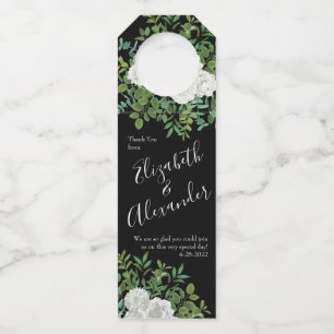 Étiquettes Pour Bouteilles Mariage floral rose noire et blanche