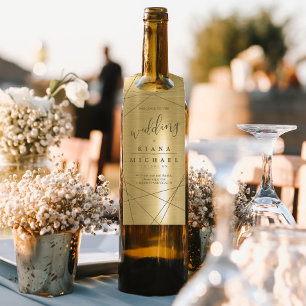 Étiquettes Pour Bouteilles Mariage géométrique métallique Gold ID648