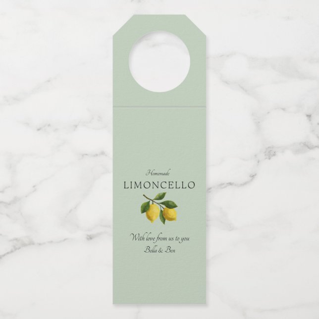 Étiquettes Pour Bouteilles Mariage Limoncello Vert Clair Moderne Léger (Devant)