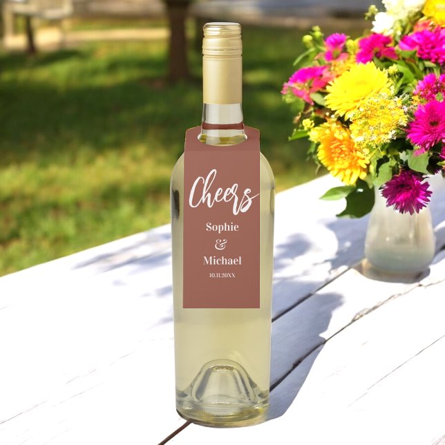 Étiquettes Pour Bouteilles Mariage Marron Terracotta  (Créateur téléchargé)