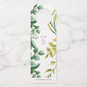 Étiquettes Pour Bouteilles Mariage Plante verdoyant
