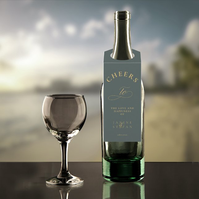 Étiquettes Pour Bouteilles Mariage simple élégance Cheers Green ID1022 (Créateur téléchargé)