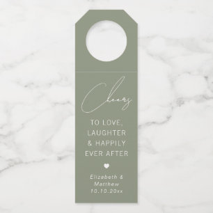 Étiquettes Pour Bouteilles Mariage Vert Sauge Acclamations Élégantes Minima