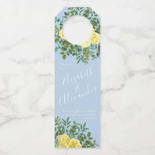 Étiquettes Pour Bouteilles Mariage Vintage de Printemps aux Roses Jaunes et B