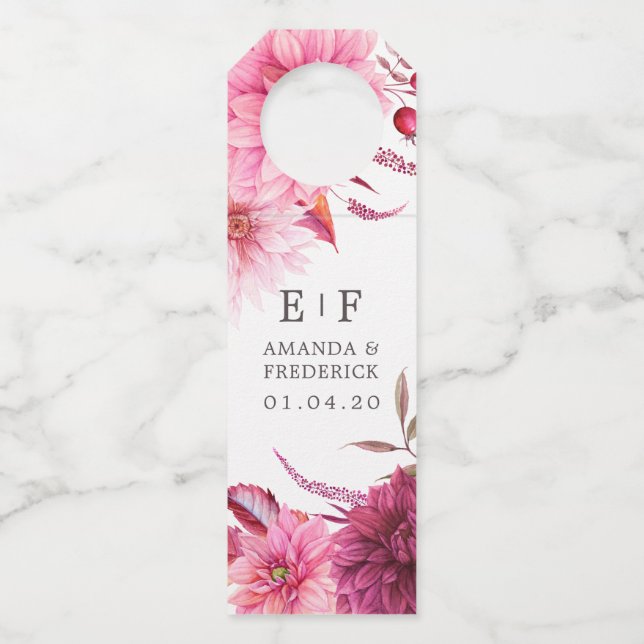 Étiquettes Pour Bouteilles Marsala - Bourgogne et Blush Mariage d'automne Fav (Devant)