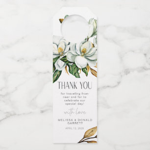 Étiquettes Pour Bouteilles Merci de Mariage floral Magnolia blanc