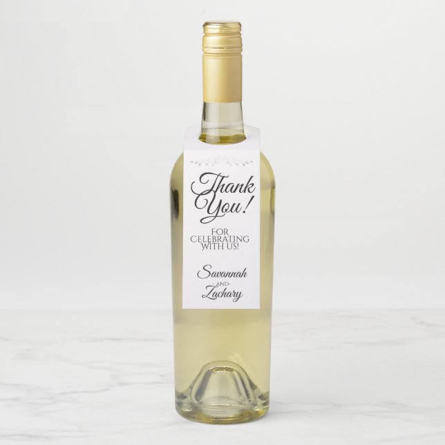 Étiquettes Pour Bouteilles Merci Mariage noir et blanc simple et élégant (Sur bouteille)
