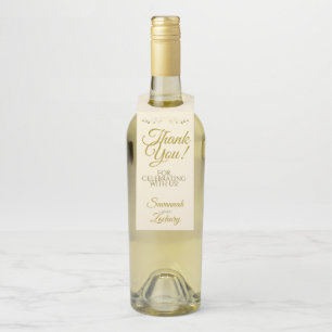 Étiquettes Pour Bouteilles Merci Mariage or et crème simple et élégant