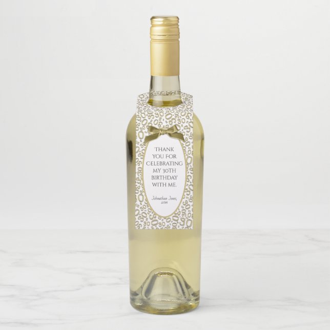 Étiquettes Pour Bouteilles "Merci" Motif de numéro 30 or/blanc (Sur bouteille)