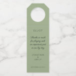 Étiquettes Pour Bouteilles Merci Typographie Sage Green Nom Mariage<br><div class="desc">Vos Groomsmen travailleront dur le jour de votre mariage ! Montrez votre appréciation dans le style - donnez-leur une bouteille de leur tipple préféré et présentez-le avec ce cintre de bouteille cool, qui est entièrement personnalisable. Personnalisez facilement avec le nom de votre destinataire, votre message de remerciement et votre nom...</div>