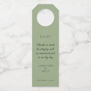 Étiquettes Pour Bouteilles Merci Typographie Sage Green Nom Mariage