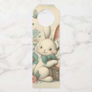 Étiquettes Pour Bouteilles Mignonne, Vintage lapin de Pâques & poussin