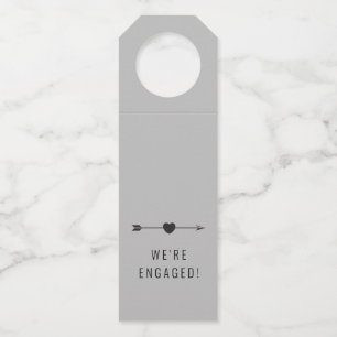 Étiquettes Pour Bouteilles Minimaliste Engagement Gris colombe Porte-bout