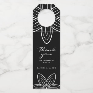 Étiquettes Pour Bouteilles Moderne minimaliste floral noir et blanc