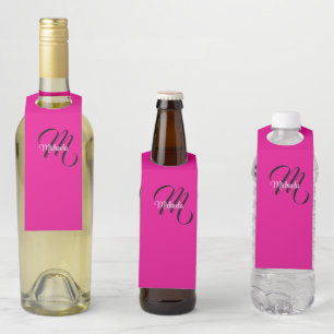 Étiquettes Pour Bouteilles Monogramme initial nom moderne minimaliste rose ch
