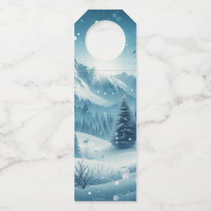 Étiquettes Pour Bouteilles Montagne d'hiver de neige