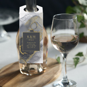 Étiquettes Pour Bouteilles Moody Ink Charcoal Gold Abstrait ID988