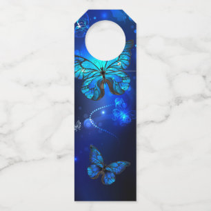 Étiquettes Pour Bouteilles Morpho Papillon sur Fond Sombre