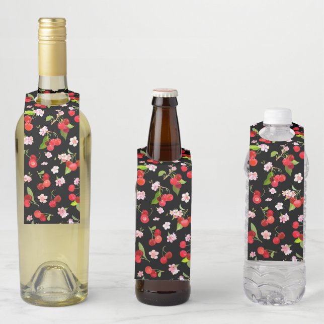 Étiquettes Pour Bouteilles Motif Cerise 2 (En situation)